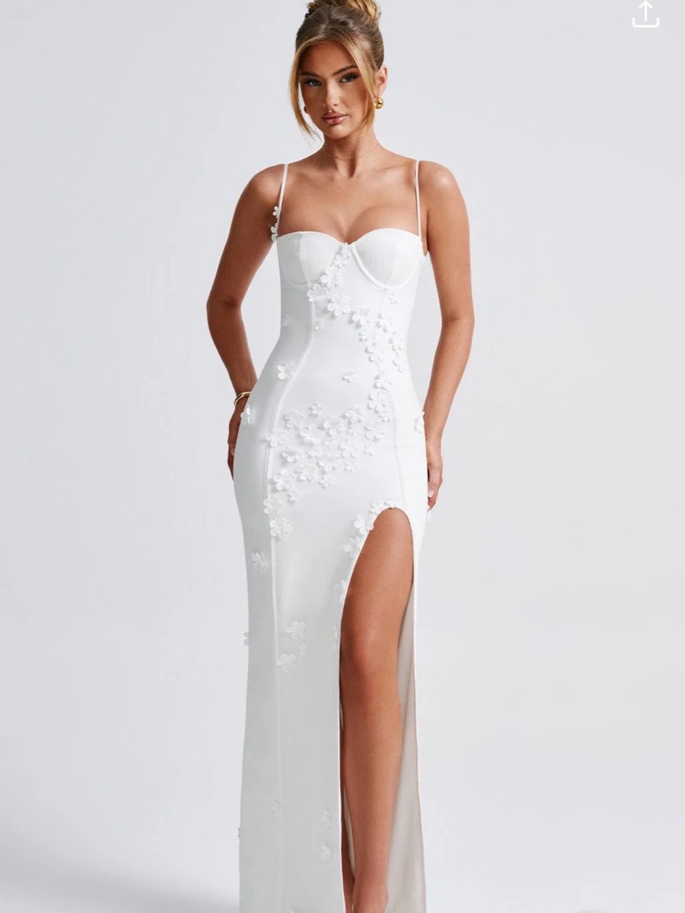 BABYBOO White Strapless Floral Appliqué Gown - Picture 4 of 7